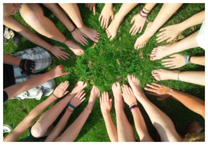 group of hands