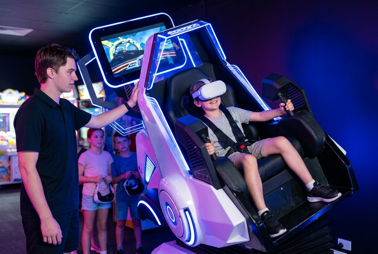 Children in VR headsets at VR Quest