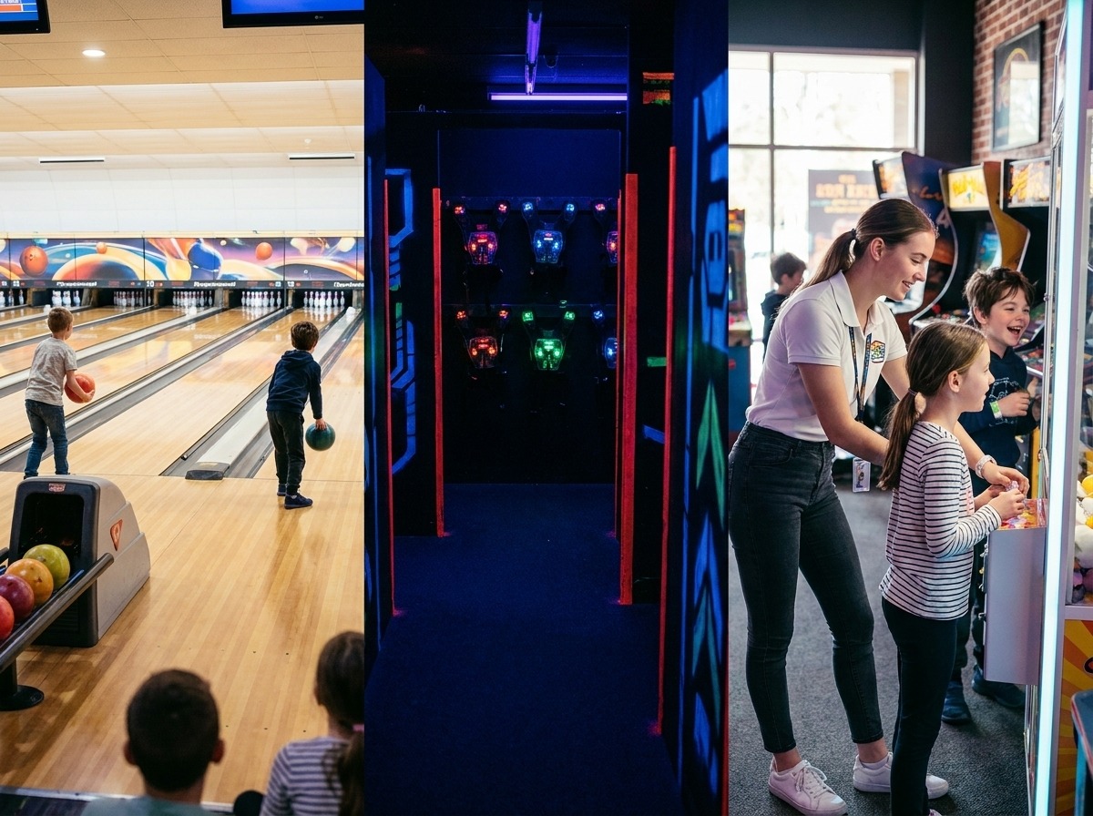 A WAYS educator with the group at the lanes