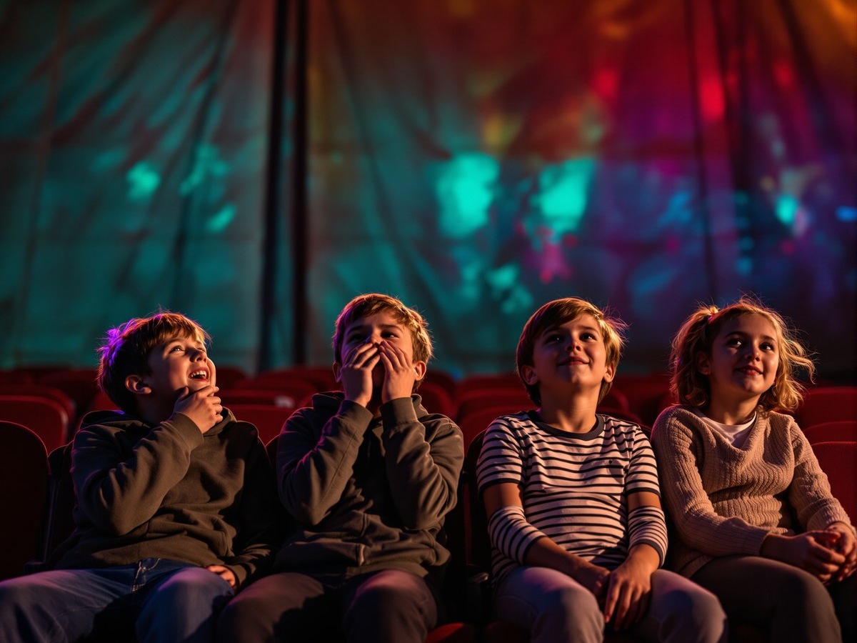 Children laughing in the audience during the show