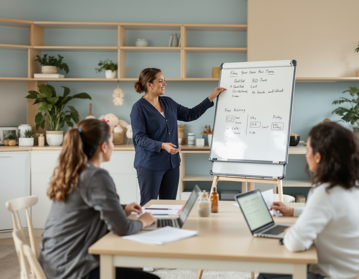 A trainer delivering on-site professional development to a team of early childhood educators